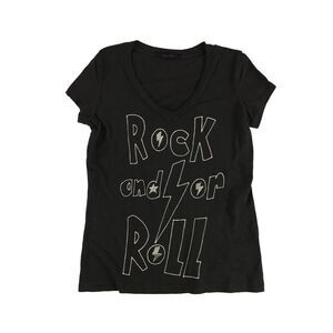 dirty violet Girls Rock And Or Roll Graphic T-Shirt, Black, NWT